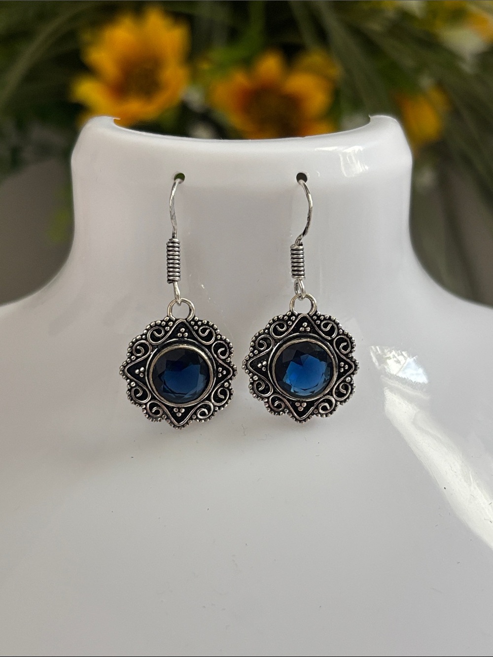 Vintage-Inspired Blue Tanzanite Crystal Drop Earrings